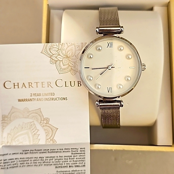 NIB Women's Charter Club Stainless Steel Mesh Bracelet Watch 30mm - Picture 4 of 4